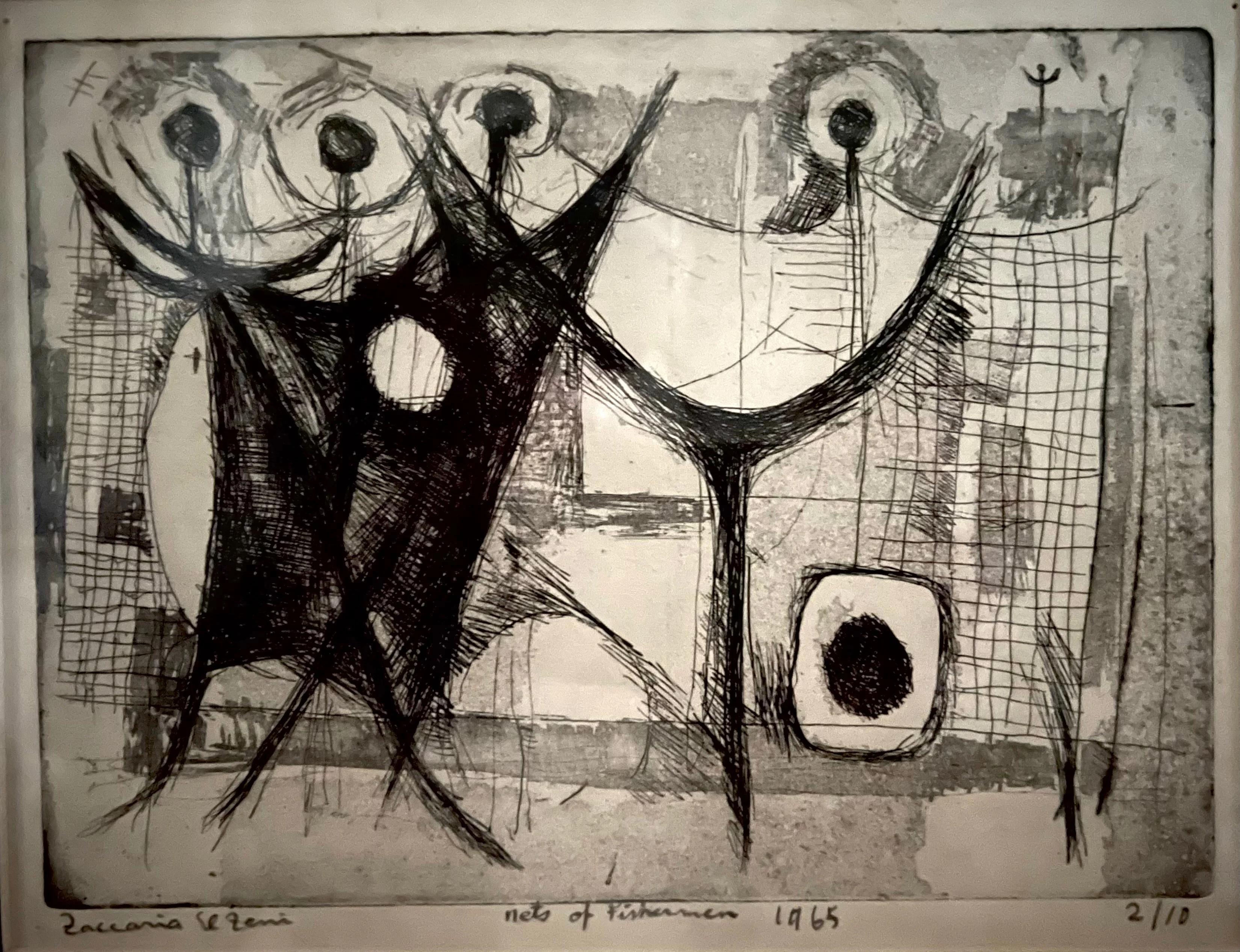 "Festival I" (FRAMED) Lithograph 7.5" x 9" in (1965) by Zaccaria Zeini

Medium: ink on paper
Signed and dated 

Zaccaria El Zeini (1932 - 1993) was raised in the popular district of Sayyida Zienab in Old Cairo and graduated from the Faculty of Fine