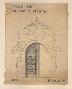 "Don Quijote Door of Duke's Grand Salon" 24x18.5 in (1957) by Salah Abdel Kerim