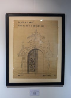 "Don Quijote Door of Duke's Grand Salon" 24x18.5 in (1957) by Salah Abdel Kerim