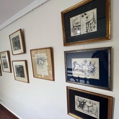 "Festival II" (FRAMED) Abstract Drawing 8" x 10" in (1969) by Zaccaria Zeini