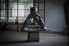 "The Man Without a Rod №3" Aluminum sculpture 26x20x9in by Sergii Shaulis