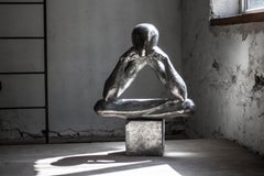 "The Man Without a Rod №3" Aluminum sculpture 26x20x9in by Sergii Shaulis 
