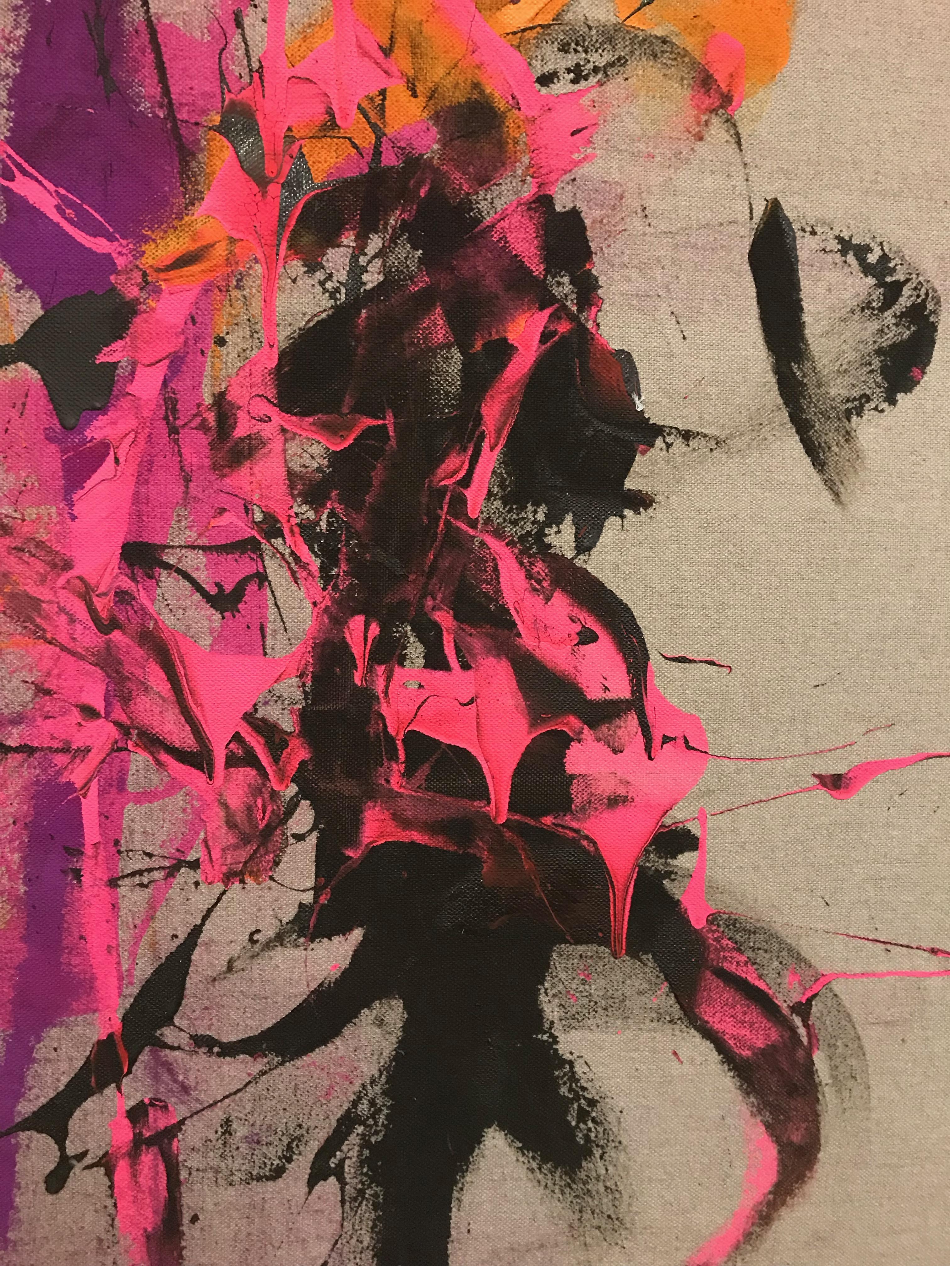 Abstraktes Gemälde „Dancing with“ aus Acryl auf Leinen 46