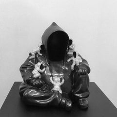 « Miroku » Sculpture en céramique et cristal Édition AP de Huang Yulong