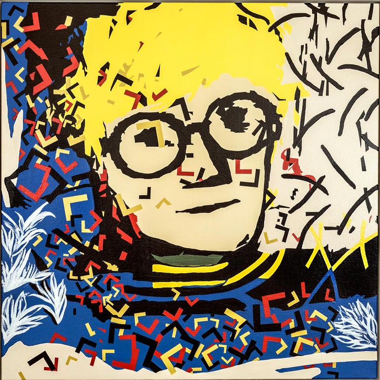 "Hockney" Acrylic on canvas painting 36'x36' inch by Ty Joseph

From 7 L's series 
2018 
acrylic on canvas
36" x 36"

* * * The meaning of L series * * *
Although influenced by Pop Art, with its bold, eye-catching images and impersonal approach, at