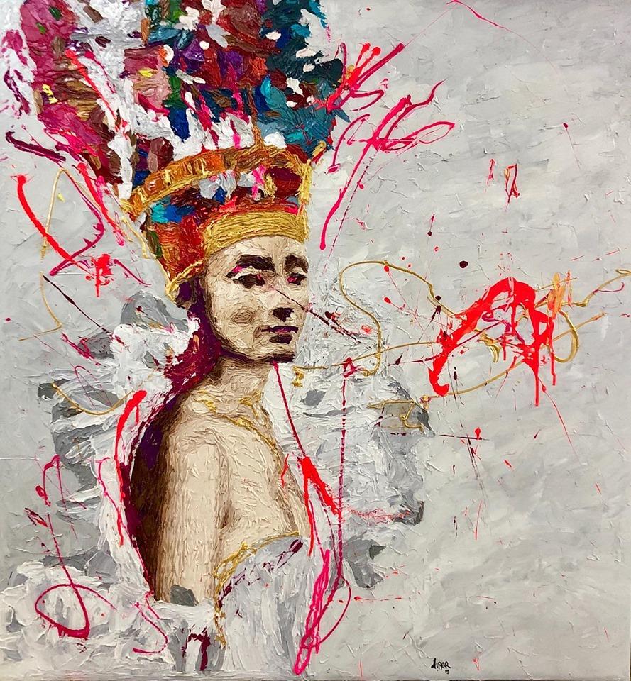 "Golden Queen Nr. 11" Oil painting by Hossam Dirar 