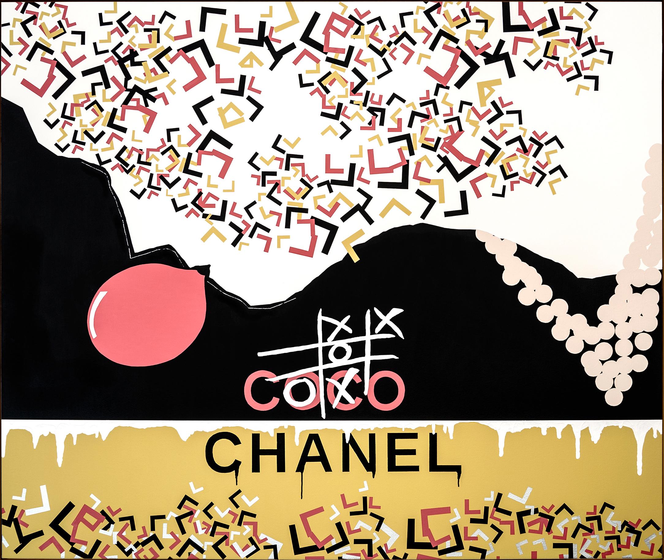 "CHANEL" by Ty Joseph 
From 7 L's series 
2017 
acrylic on canvas
52" x 62"
Comes with a beige floater frame 

* * * The meaning of L series * * *
Although influenced by Pop Art, with its bold, eye-catching images and impersonal approach, at the