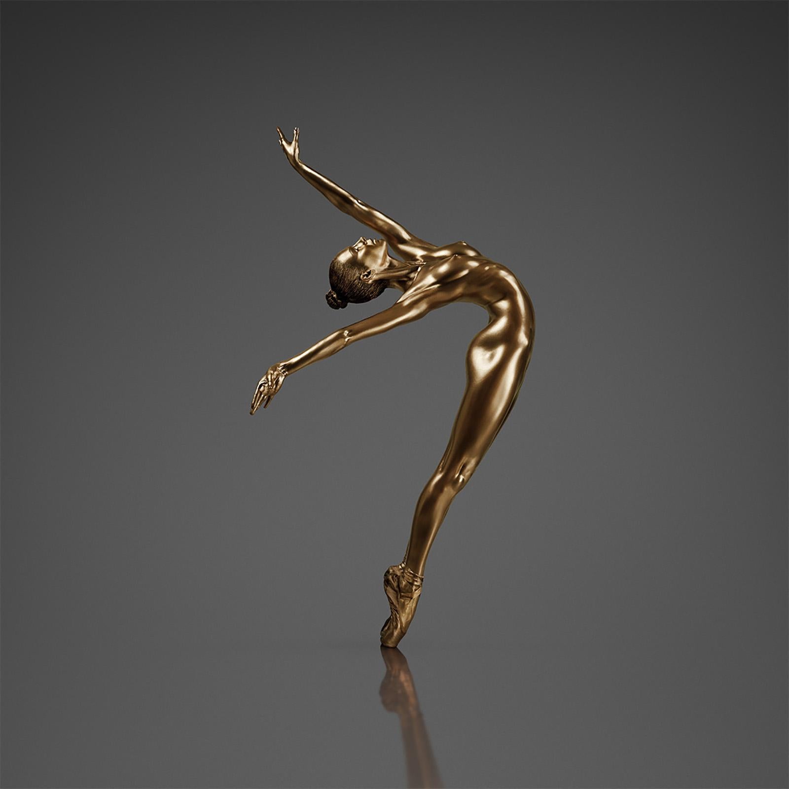 No title (No 03) 
Photography 
Edition of 25 (32 x 32 inch) by Yevgeniy Repiashenko
Year photo was taken: 2018

This picture is a part of Spirit series.
The picture shows the frozen movement of the dancer. 
Gold body make-up is put on the dancer's
