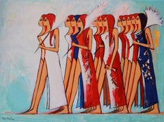 "Marching Women" Acrylic Painting 38"x51"inch by Alaa Awad