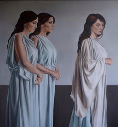 "Sorellanza II" Pittura ad olio figurativa 43" x 39" pollici di Yousra Hafad⇥⇥⇥⇥⇥⇥