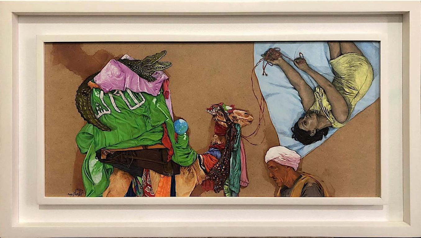 "Green Camel" Painting Acrylic and Inks 12"x24"inch by Ahmed Saber

AHMED SABER - BIO
Ahmed Saber is an Egyptian artist based in Luxor in Upper Egypt, where he received his BFA with honors in Graphic Design & Printmaking from the south Valley