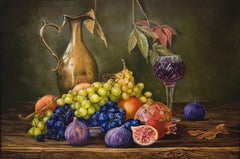 "Grapes and Whine" Oil painting 16 x 24 inch by Alina Shimova 