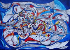 "CLOUDY DREAM" Acrylic on paper Painting 20"x28" inch by Ghaidaa Ashraf