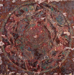 "The Circle of Life " Painting on canvas & wood 60"x60" inch by Ibrahim Khatab