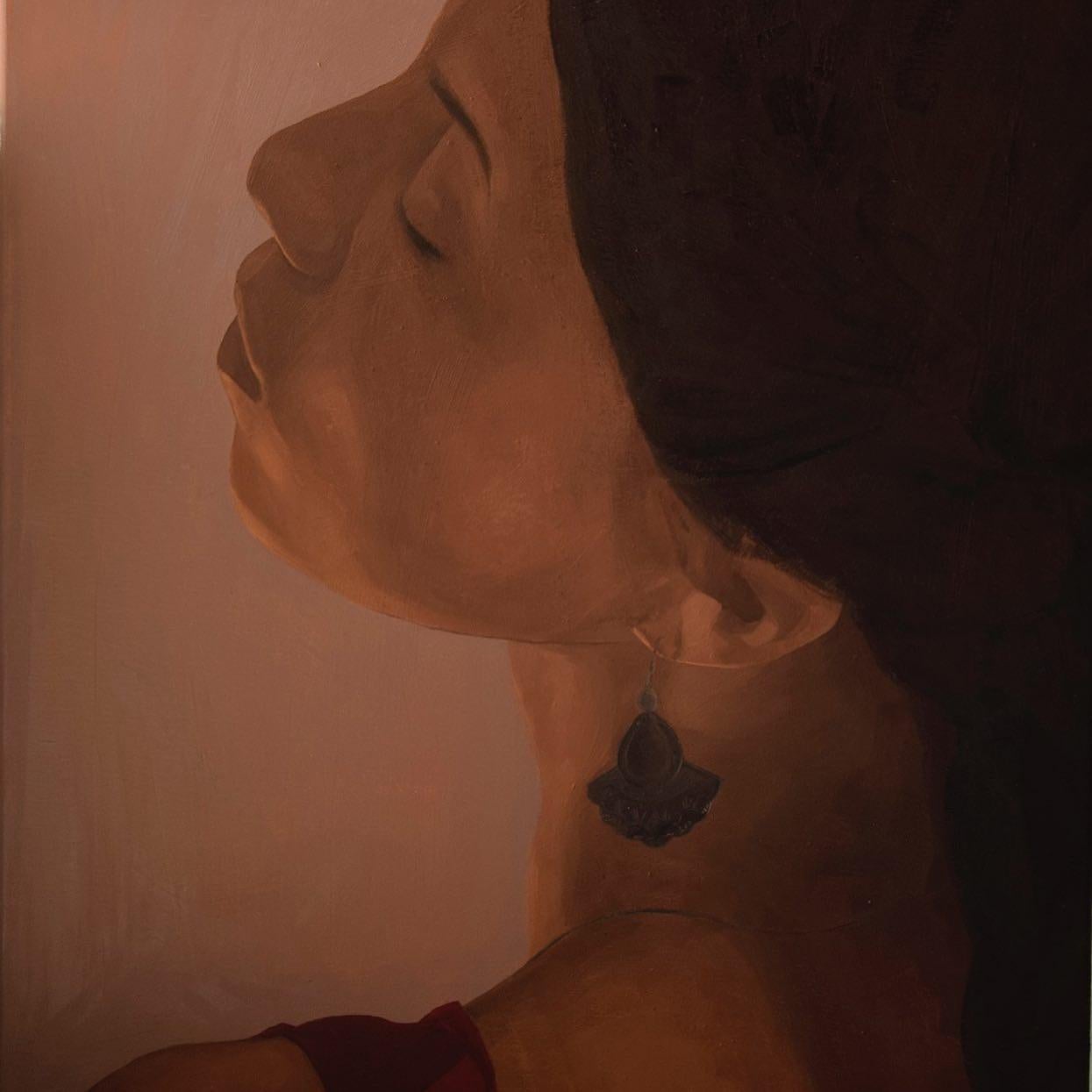 "Insight 3" Oil Painting 20" x 18" inch by Sarah Tantawy

Sara Tantawy, a fresh graduate from Cairo, produces figurative art in a method that is currently
￼expressive of grief, longing and a soul-searching quest for stability. Her canvases involve a