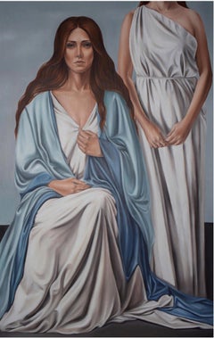 "Marine Blue" Oil painting 55" x 39" inch by Yousra Hafad					