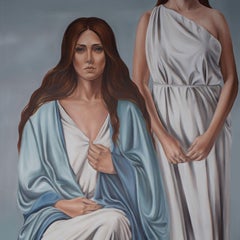 "Lady in Waiting II" Figurative Oil Painting 55" x 39" inch by Yousra Hafad