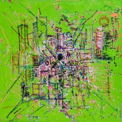 "Pace interiore" Pittura a tecnica mista di 31" x 31" pollici di Ahmed Farid