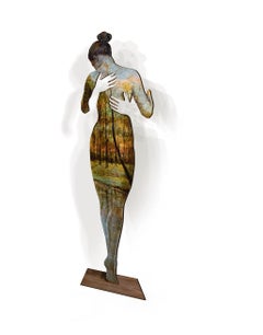 ""Cut""" technique mixte découpe de bois 83"" x 26"" pouces par Karim Abd Elmalak