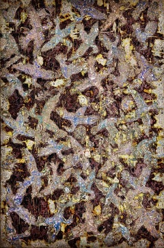 "Brown Birds" Abstract Painting 59" x 87" inch by Ibrahim Khatab