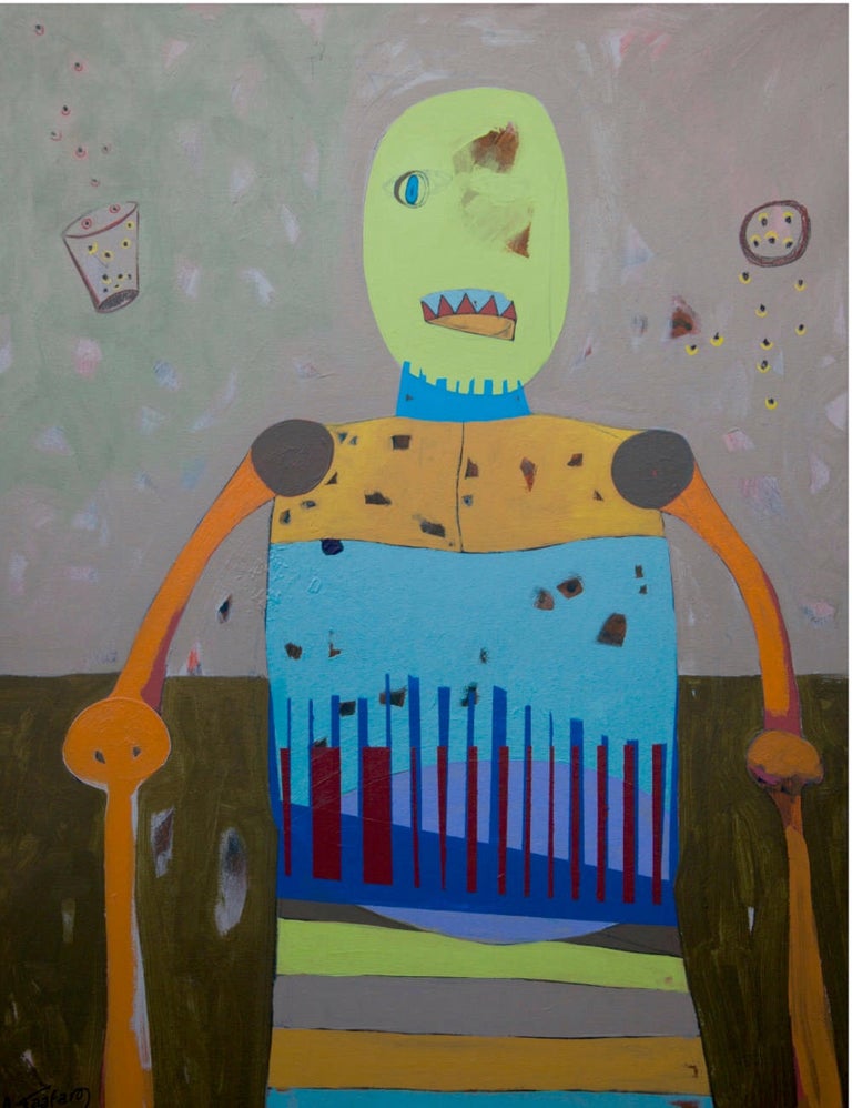 Ahmed Gaafary Untitled Acrylic And Oil Pastel Painting 47 X
