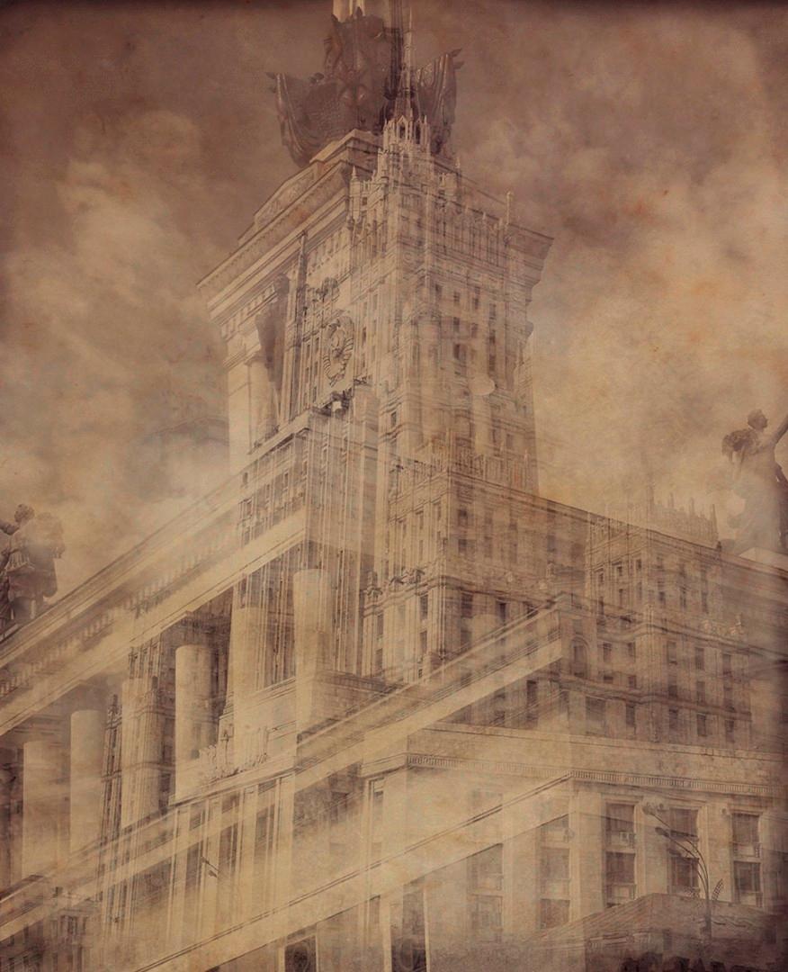 Vladimir Clavijo-Telepnev Black and White Photograph - "Empire" Photography on Wood 29"x25" inch Ed. 2/3 by VLADIMIR CLAVIJO-TELEPNEV 