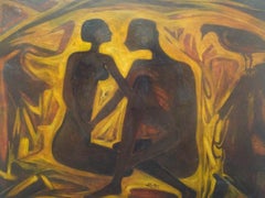 "Couple II" Oil on Canvas Painting 28" x 35" inch by Mohammed Ismail 