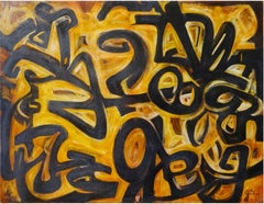 Vintage "Abstraction I" Oil on Wood Painting 36" x 48" inch by Mohammed Ismail