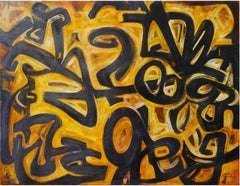 „Abstraction I“, Ölgemälde auf Holz, 36" x 48" Zoll, von Mohammed Ismail 