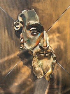 ""Die Bronzemaske"" Acryl auf Leinwand 36"" x 26"" Zoll, Gemälde von Tom Barnabi