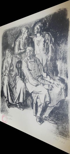 "Gathering" signed Lithograph 16" x 12" inch Edition 68/100 by Hamed Abdalla