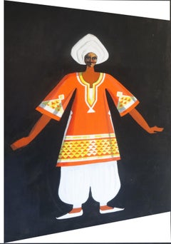 "The waiter II" Watercolor Painting 18" x 14" inch by Salah Abdel Kerim