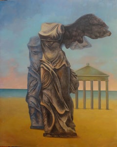 "Greek God II" Oil & Coal Painting 71" x 55" inch by Hussein Zahran