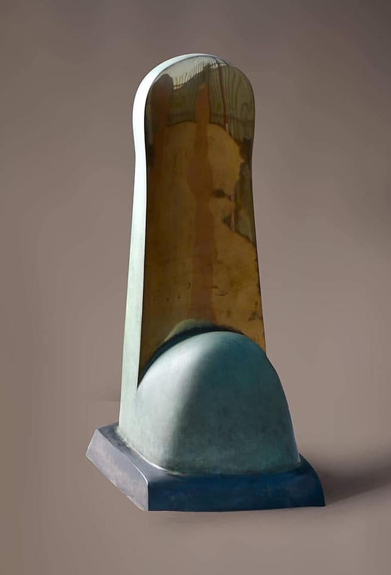 Maged Mekhail Abstract Sculpture - "The Prayer" Bronze Sculpture 20" x 13" x 5" inch by Maged Mikhail