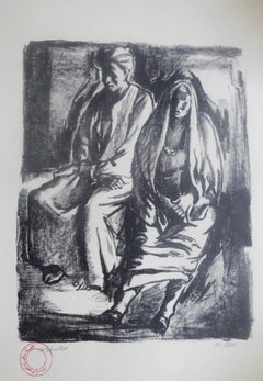 „Man & Frau“ signierte Lithographie 13" x 10" Zoll Auflage 20/100 von Hamed Abdalla