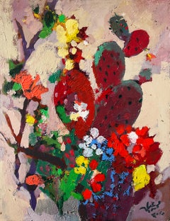 "Cactus 25" Oil Painting 20" x 16" inch by Mohamed Abla