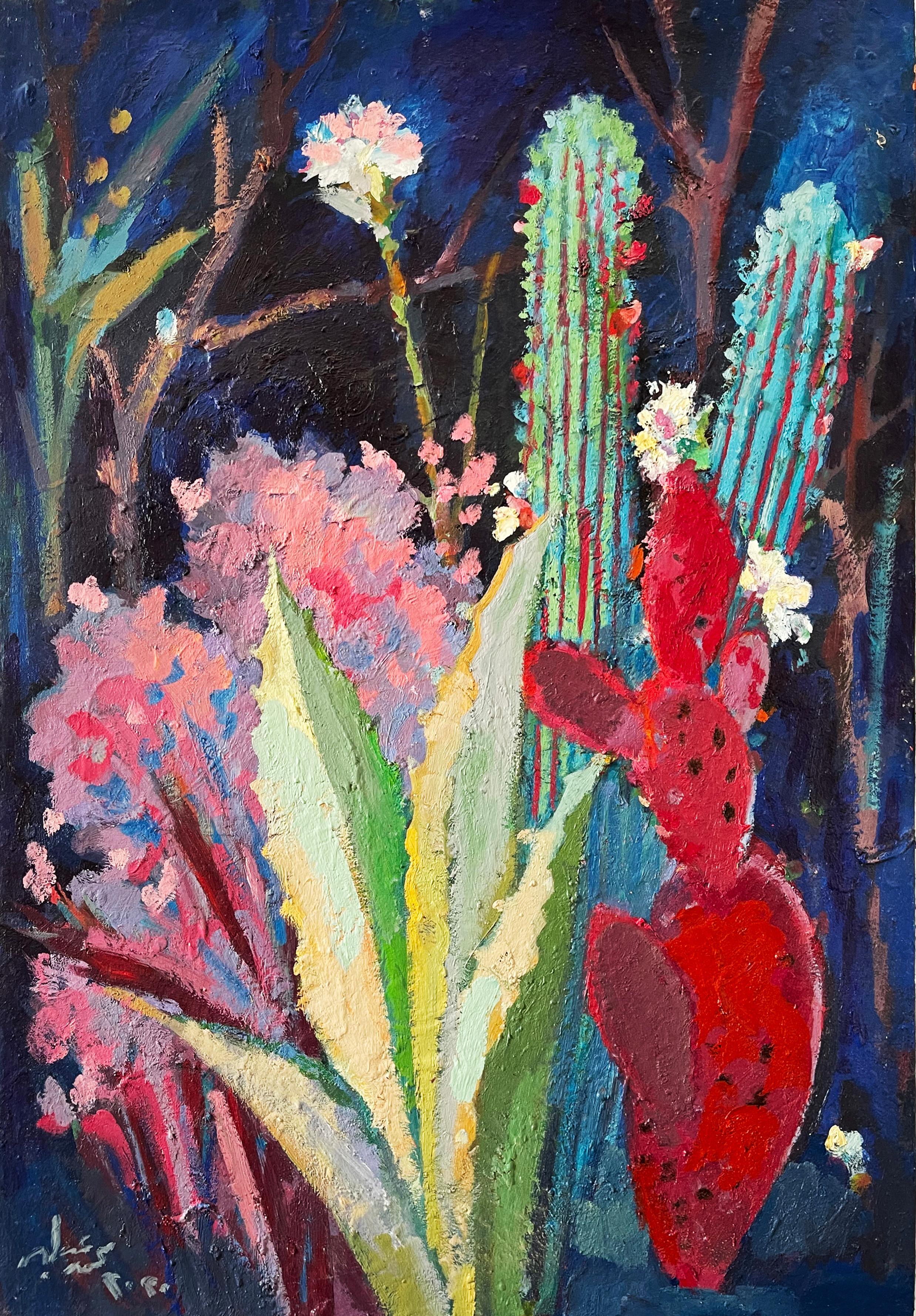 "Cactus 15" Oil Painting 35" x 26" inch by Mohamed Abla