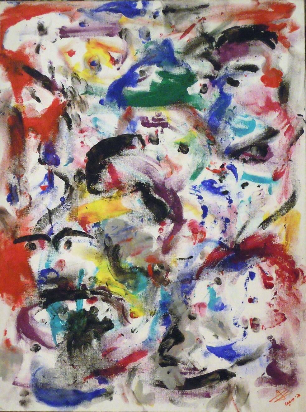 "Composizione astratta" Pittura a olio astratta 24" x 18" pollici di Youssef Sida