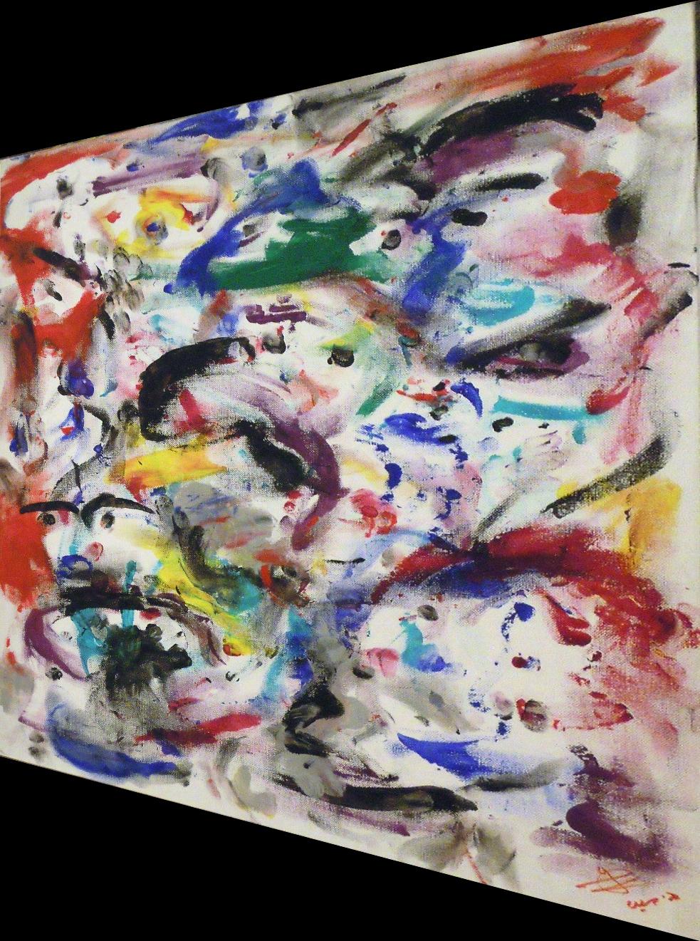 « Abstract Composition », peinture à l'huile abstraite de 24 pouces x 18 pouces par Youssef Sida en vente 1