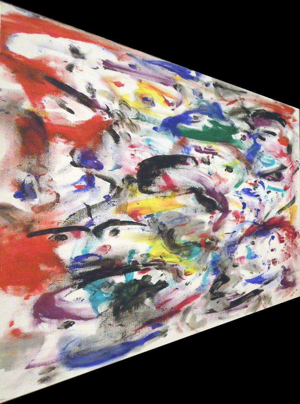 « Abstract Composition », peinture à l'huile abstraite de 24 pouces x 18 pouces par Youssef Sida en vente 2
