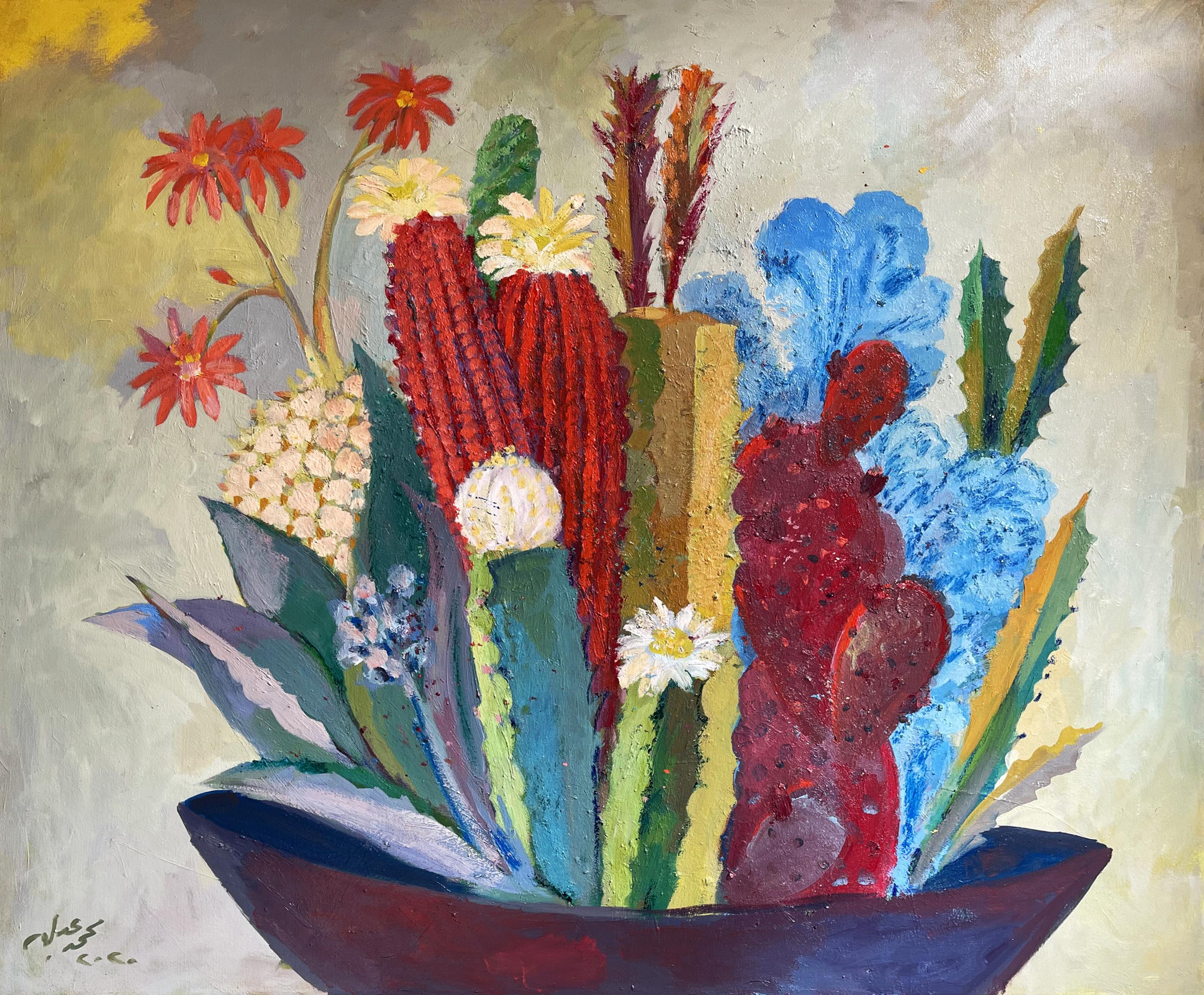 "Cactus 3" Oil Painting 47" x 55" inch by Mohamed Abla