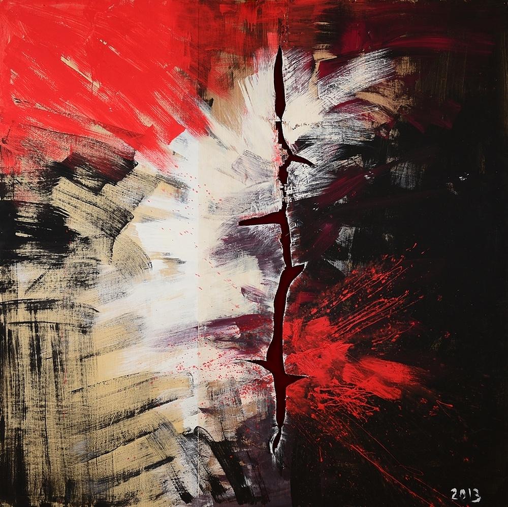 "Abstract Composition IV" Acrylic on Wood Painting 79" x 79" inch by Leila Izzet