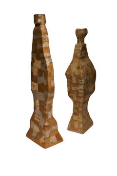 PAIR Large Abstract Sculpture Art - Hand Hammered Copper/Zinc over Cedar Forms