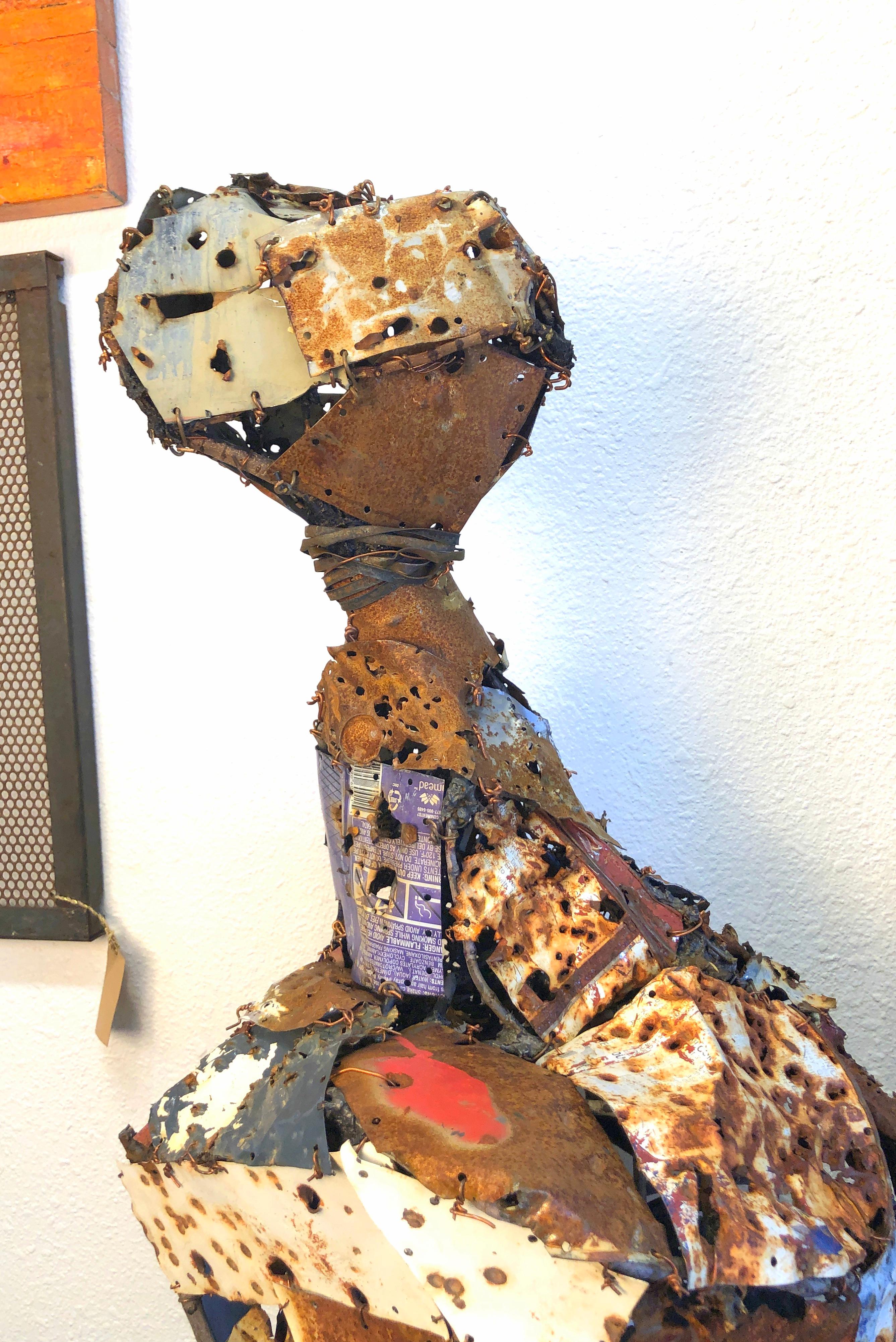 Large Abstract Bullet Ridden Metal Art Sculpture Created by Artist Mark Wade

The Majordomo! This hand-fabricated sculpture can stand guard wherever it’s placed. Visitors and guests will give a smile and a nod to this recycled beauty as it stands