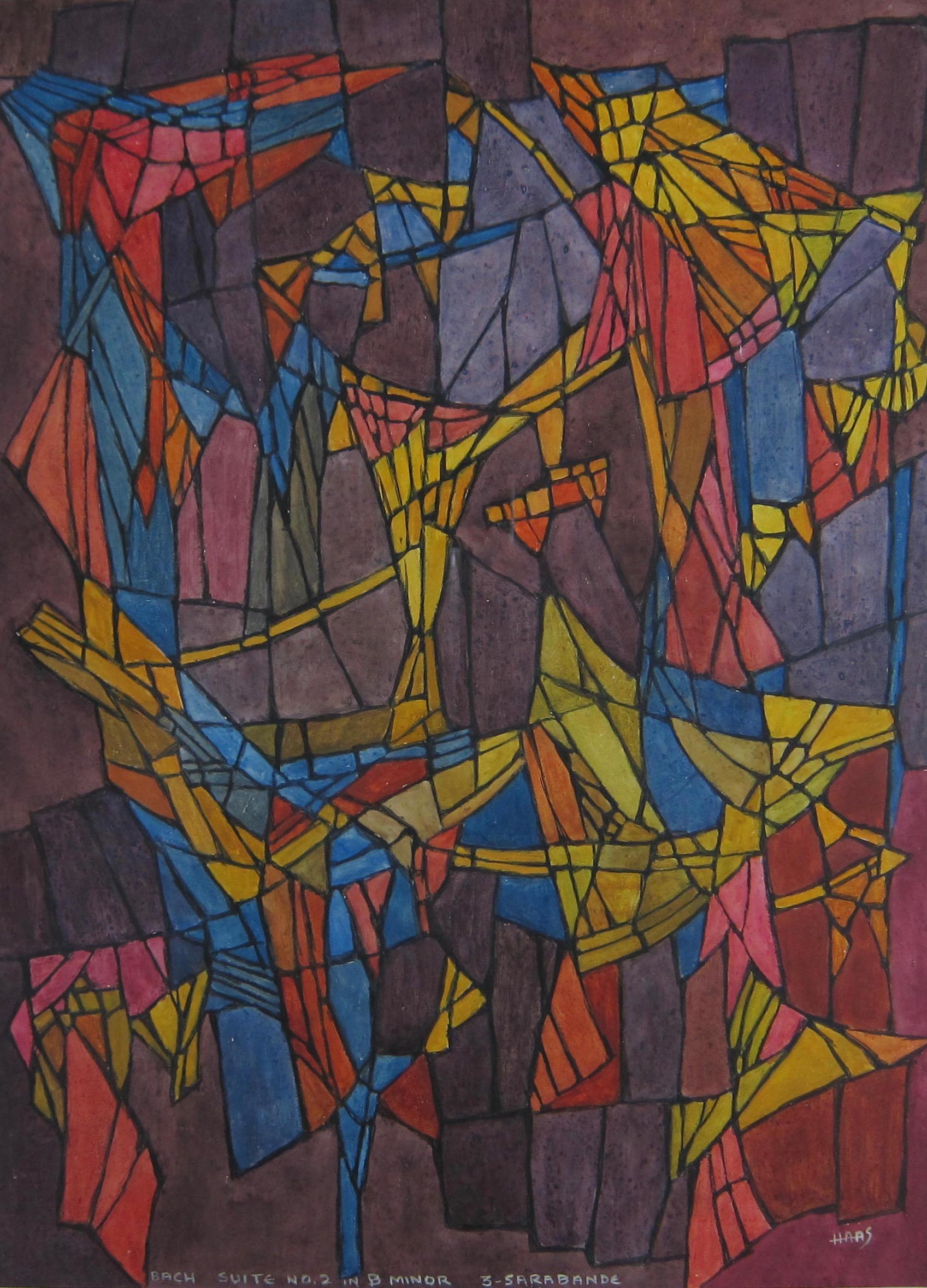 Hildegarde Haas Abstract Drawing - Abstract painting - 'Bach - Suite No.2 in B Minor - 3 Sarabande'