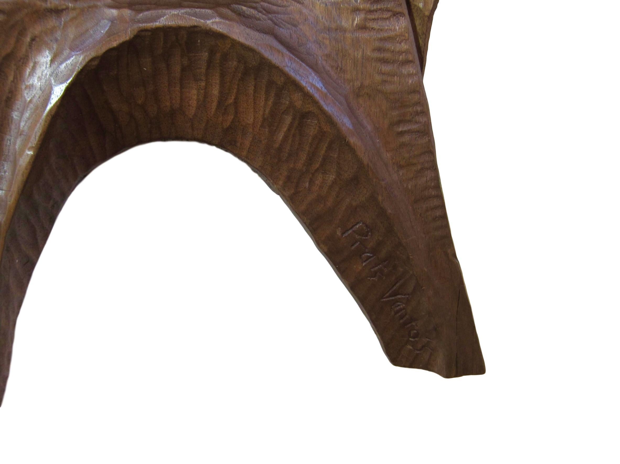 Large Abstract Carved Wood Modernist Sculpture by Antonio Prats Ventos For Sale 9