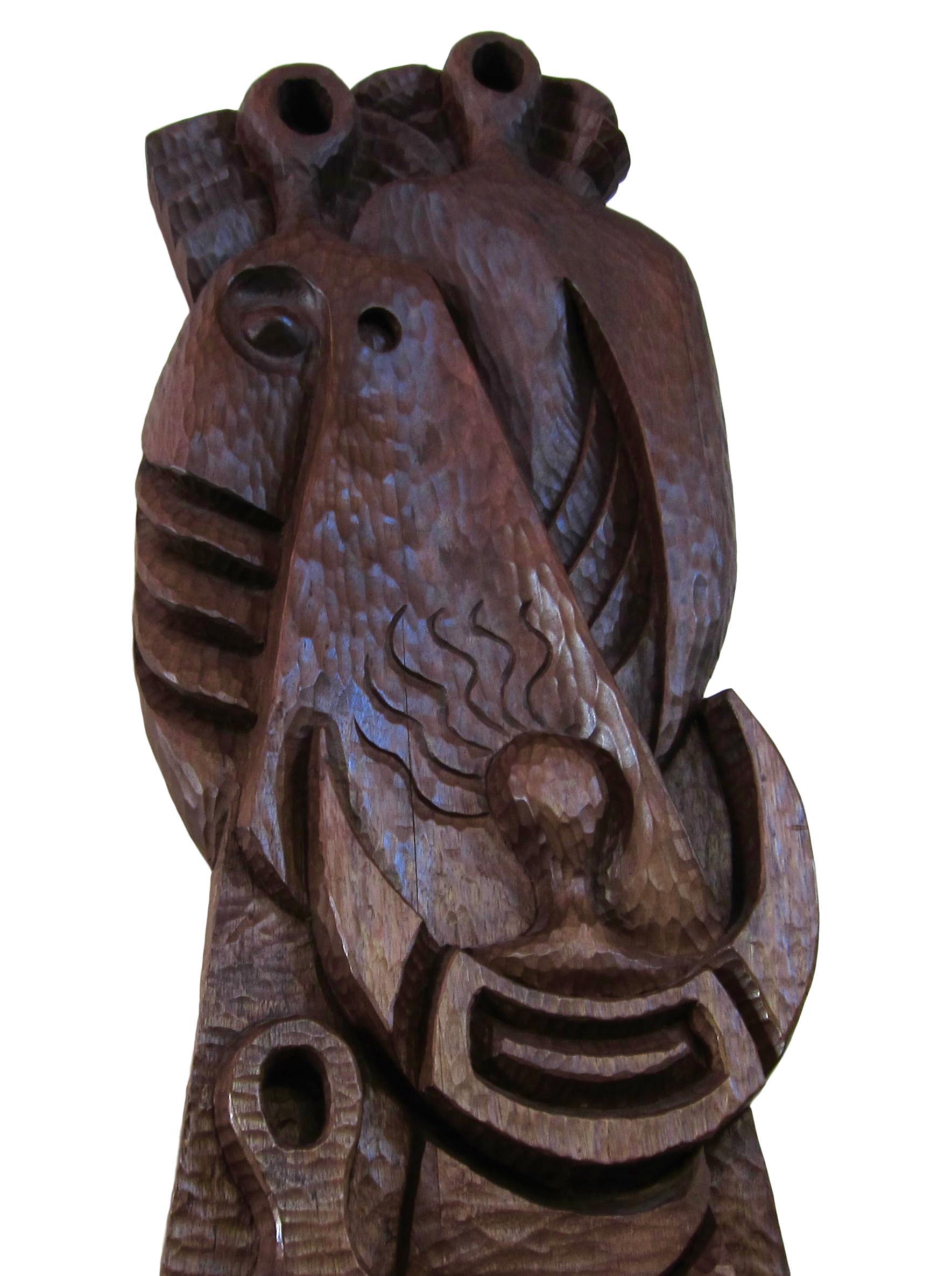 Large Abstract Carved Wood Modernist Sculpture by Antonio Prats Ventos For Sale 3