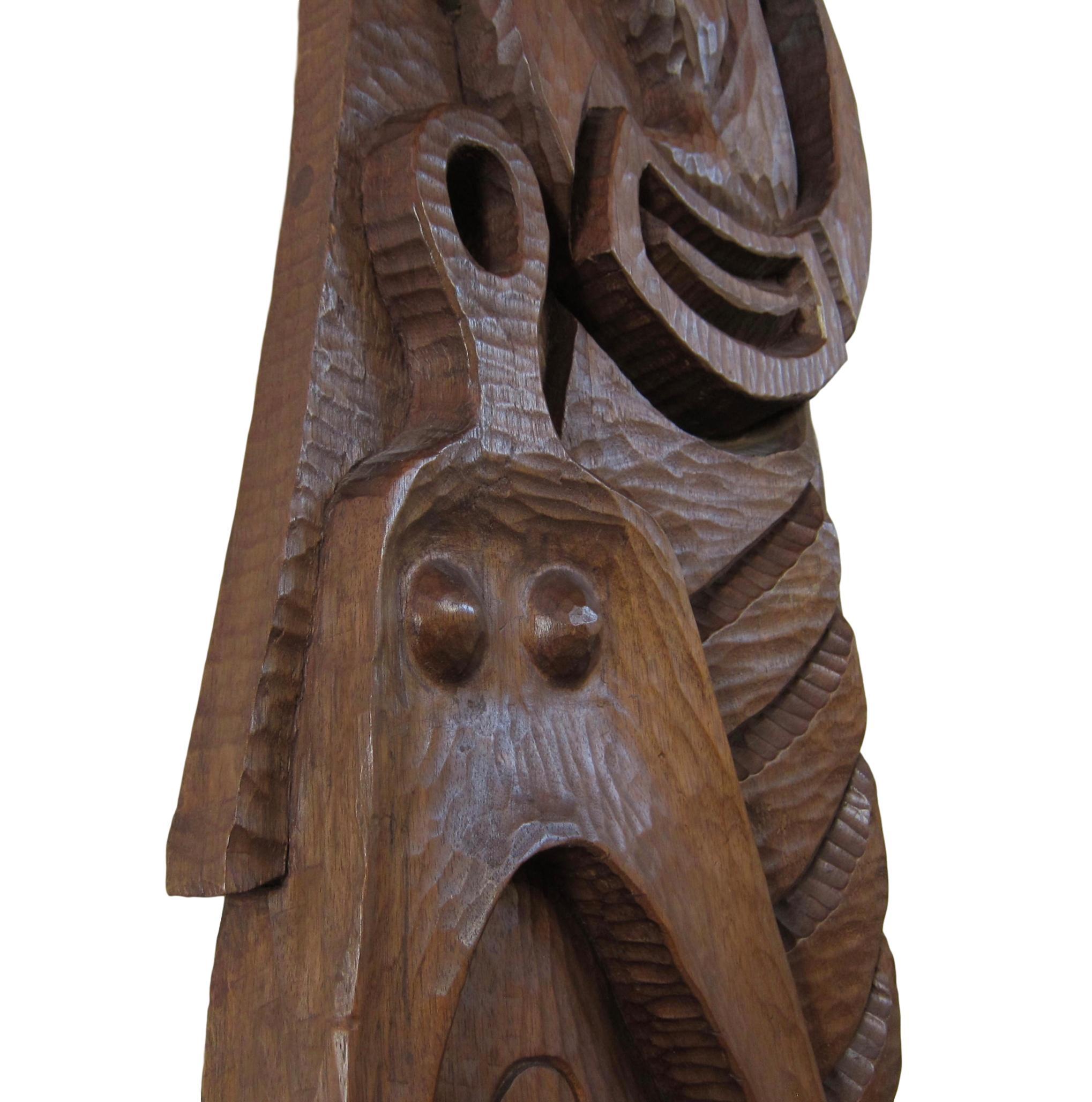 Large Abstract Carved Wood Modernist Sculpture by Antonio Prats Ventos For Sale 6