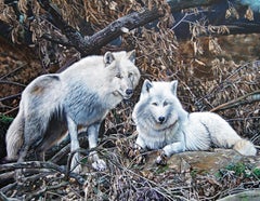 French Contemporary Animal Painting by Christine Pultz - Twilight Of The Wolves