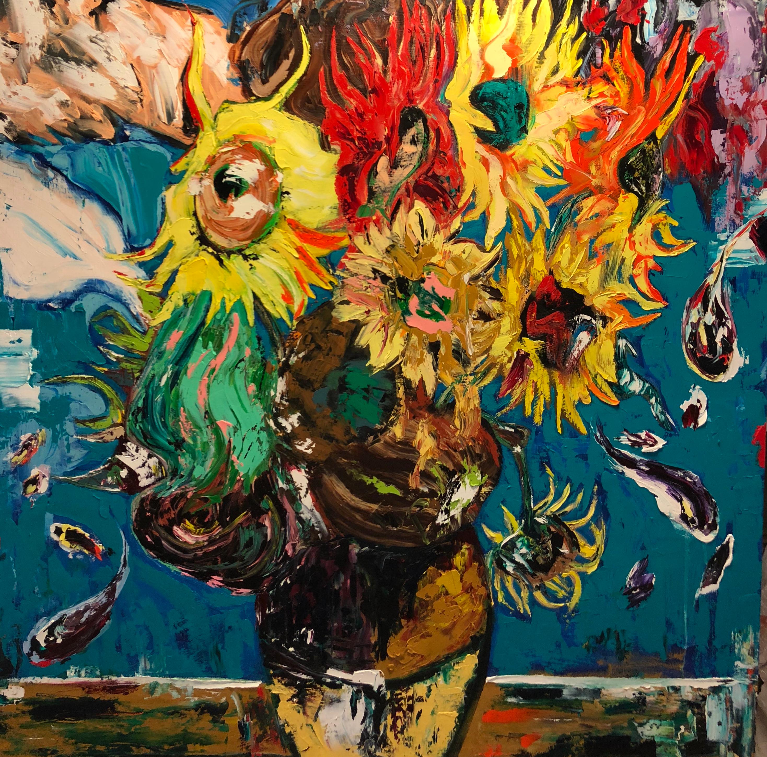 Art contemporain américain de Gabriel Pena - Zonnebloemen